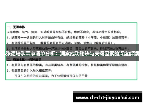 张德培队赢家清单分析:洞察成功秘诀与关键因素的深度解读 张德培队赢家清单分析:洞察成功秘诀与关键因素的深度解读